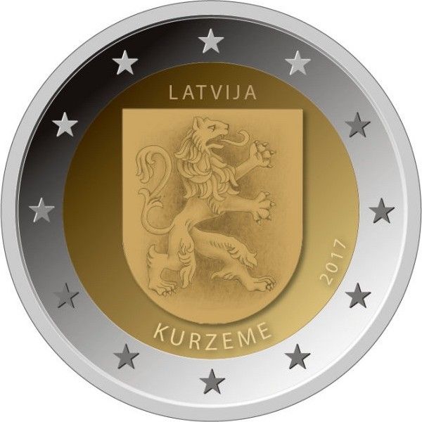 Latvia 2 euro 2017 “Kurzeme Region. Courland. Coat of arms »UNC