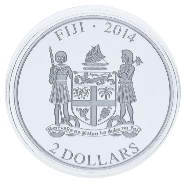 Fiji 2 Dollars 2014 Silver Proof Fluffy Cat - Norwegian Forest Cat (Ag 999, ounce, 31.1 grams)