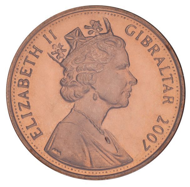 Монета Гібралтар 2 пенси 2007 &laquo;Діамантове весілля&raquo; UNC (KM#1080) М02326 фото