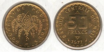 Mali 50 Francs 1977 VF (KM # 9)