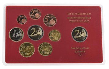 Набір монет Німеччина набір з 9 монет євро 2010 UNC G 1, 2, 5, 10, 20, 50 євроцентів, 1, 2 євро, пам'ятна 2 євро Блістер М22728 фото