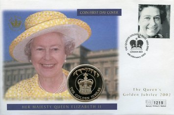 Falkland Islands 50 pence 2002 UNC Golden Jubilee Queen Elizabeth II Crown Souvenir