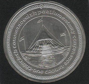 Coin Isle of Man 1 crown 1984 UNC Parliamentary Conference. Tent (KM#133)
