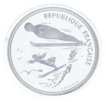 Монета Франція 100 франків 1991 Срібло Proof Зимові Олімпійські ігри 1992 - Стрибки на лижах з трампліна М23301 фото