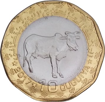 Mauritania 10 ouguil 2017 Bimetal UNC Cow