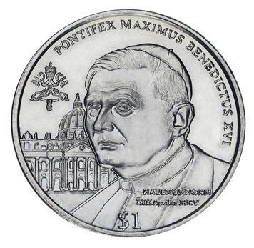 Монета Сьерра-Леоне 1 доллар 2005 VF-AU Папа Бенедикт XVI М25664 фото
