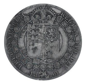 Монета Великобританія 1/2 крони 1890 Срібло F-VF Half Crown М21459 фото