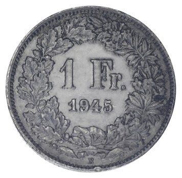 Швейцарія 1 франк 1945 Срібло F-VF М19262 фото