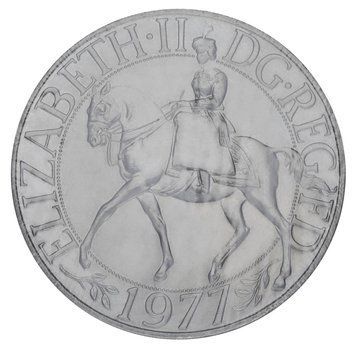 Монета Великобританія 25 пенсів 1977 F-VF Срібний ювілей царювання Єлизавети II (KM#920) М02847 фото