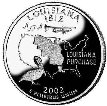 Монета США 25 центів (квотер) 2002 P &laquo;Штати і території - Луїзіана&raquo; UNC (KM#333) М01437 фото