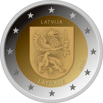 Латвия 2 евро 2017 «Область Латгалия. Герб» UNC М07004 фото