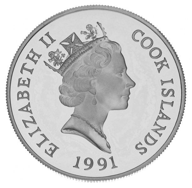Coin Cook Islands $ 50 1991 Silver Proof Endangered Animal Species - Deer