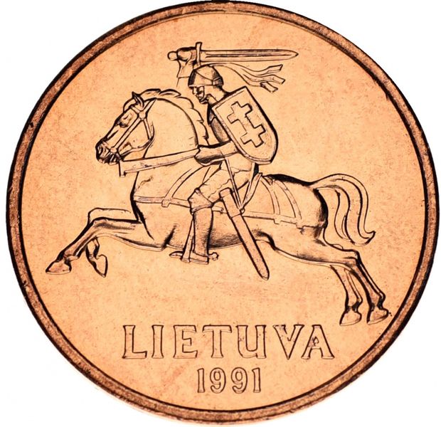 Lithuania 50 cents 1991 AU-UNC