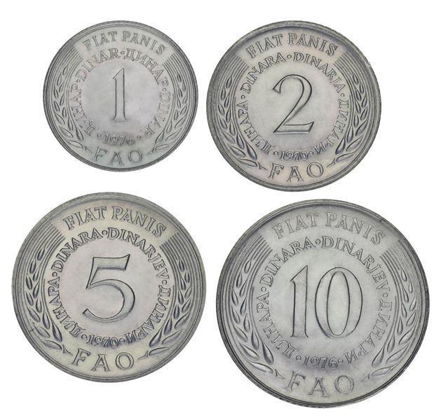 Coins set Yugoslavia set of 4 coins 1970-1976 UNC FAO FAO