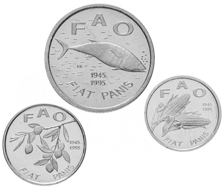 Croatia set of 3 coins 1995 UNC 1, 20 linden, 2 kuna FAO FAO