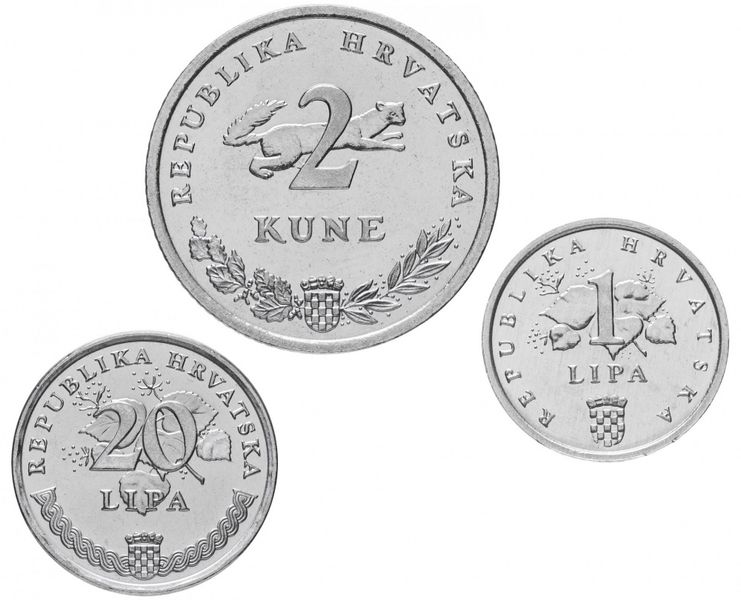 Croatia set of 3 coins 1995 UNC 1, 20 linden, 2 kuna FAO FAO