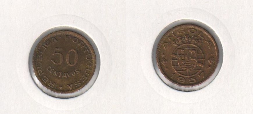 Angola 50 centavos 1957 VF (KM # 75)