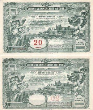 France 20 francs 1920s AU-UNC