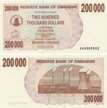 Zimbabwe $ 200,000 2008 UNC (P49)