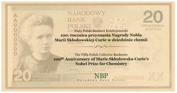 Польша 20 злотых 2011 &laquo;100 лет Нобелевской премии Марии Склодовской-Кюри&raquo; UNC (A184) Б04810 фото