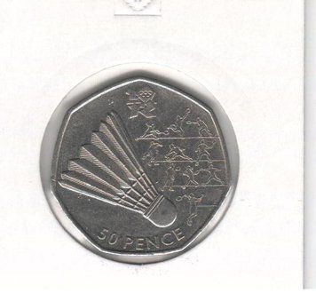 Великобританія 50 пенсів 2011 &laquo;Олімпіада 2012 - Бадмінтон&raquo; VF (KM#1174) М07259 фото