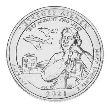 Монета США 25 центів (квотер) 2021 S UNC 56-й парк - Національна пам'ятка - Пілоти з Таскігі М15773 фото