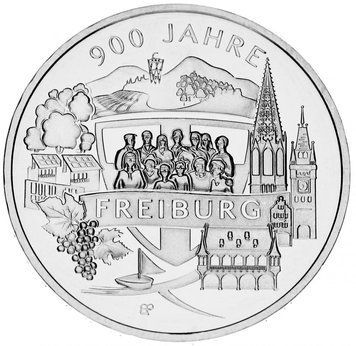 Німеччина 20 євро 2020 Срібло UNC 900 років м Фрайбург М14097 фото