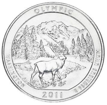 Монета США 25 центів (квотер) 2011 D &laquo;Національні парки - Олімпік (8-й парк)&raquo; UNC (KM#496) М01858 фото