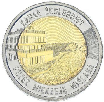 Монета Польща 5 злотих 2023 Біметал UNC Канал через Віслінську косу М17551 фото