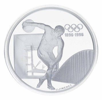 Монета Франція 100 франків 1994 Срібло Proof 100 років Олімпійським іграм - Метання диска (Ag 925, 33,63 грама) М23302 фото