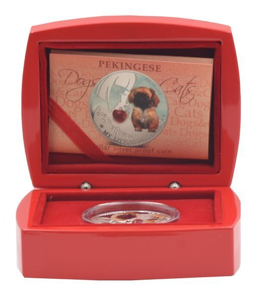 Coin Fiji 2 dollars 2014 Silver Proof My little puppy - Pekingese (Ag 999, ounce, 31.1 grams)