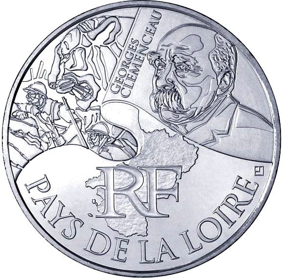 Франція 10 євро 2012 «Регіони Франції - Землі Луари» Срібло UNC (KM#1881) М03020 фото