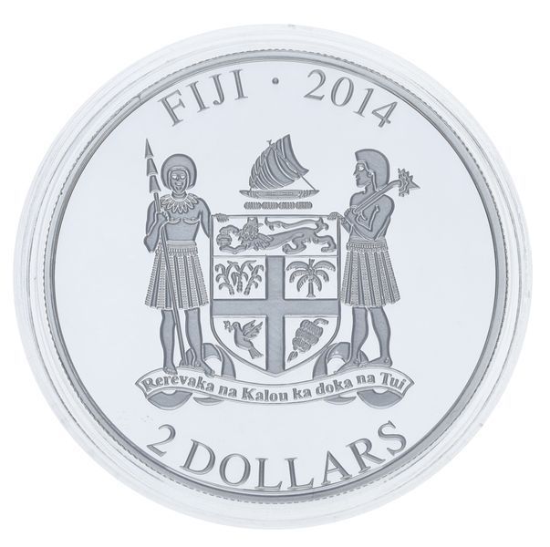 Coin Fiji 2 dollars 2014 Silver Proof My little puppy - Pekingese (Ag 999, ounce, 31.1 grams)