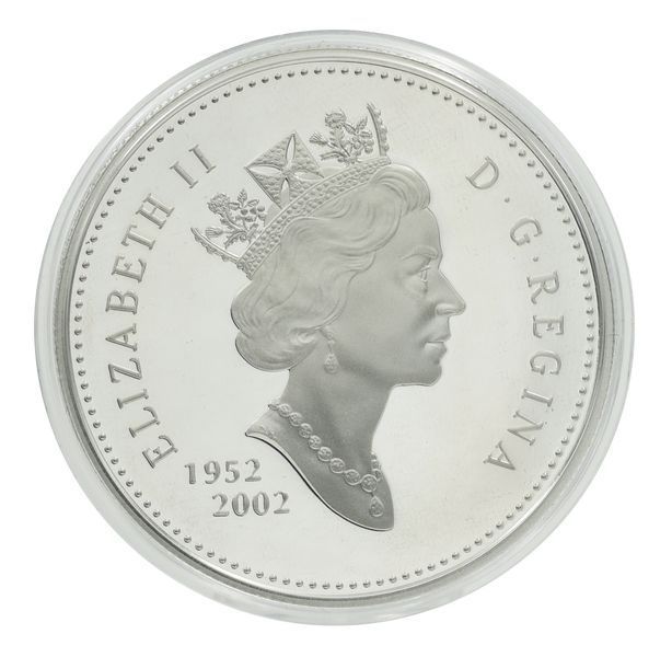 Монета Канада 1 доллар 2002 Серебро Proof 50 лет правлению Королевы Елизаветы II (Ag 925, 25,18 грамм) М23925 фото