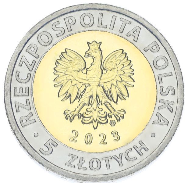 Монета Польща 5 злотих 2023 Біметал UNC Канал через Віслінську косу М17551 фото