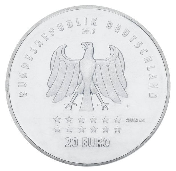 Монета Німеччина 20 євро 2016 &laquo;Пісні Німеччини&raquo; Срібло UNC (KM#352) М05811 фото