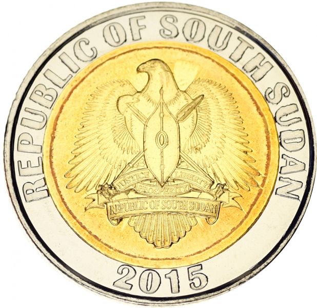 South Sudan 1 pound 2015 Bimetal UNC Giraffe