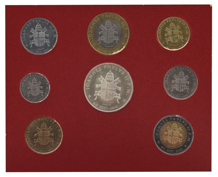 Coins set Vatican City 8-coin set 2001 AU-UNC Pope John Paul II, 23rd year of reign
