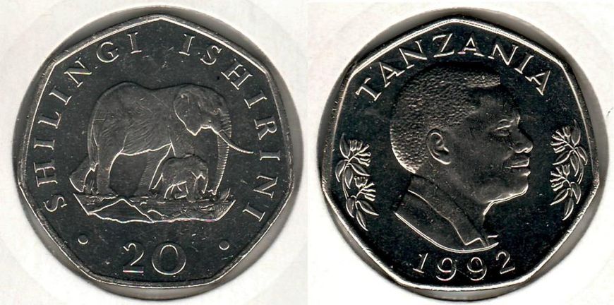 Tanzania 20 shillings 1992 AU-UNC (KM # 27.2)