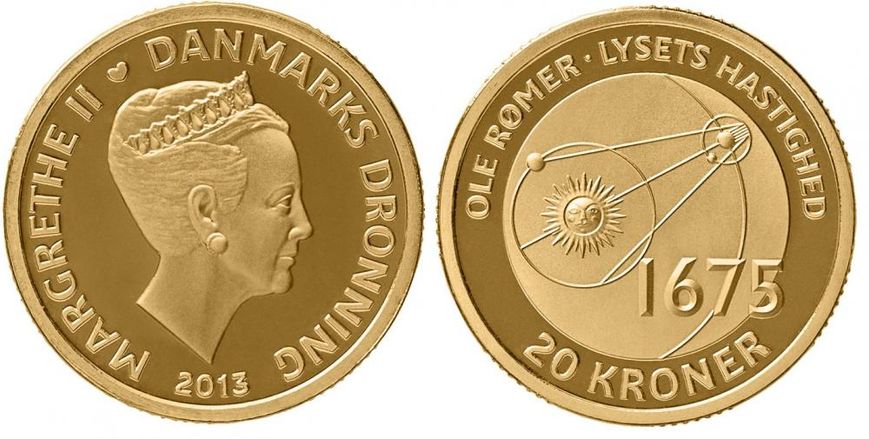 Denmark 20 CZK 2013 "Danish scientists - Ole R?mer, speed of light" UNC (KM # 960)