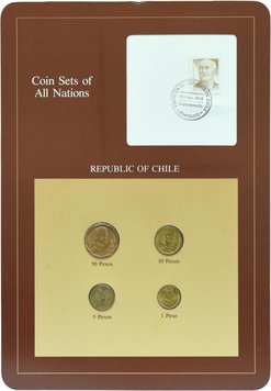 Chile Set of coins 1981-1984 UNC 1, 5, 10, 50 pesos and 1 mark Booklet