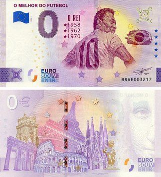 Банкнота Бразилія 0 ЄВРО 2024 UNC Футбол - футболіст Пеле Б21018 фото