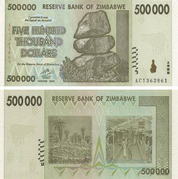 Zimbabwe $ 500,000 2008 UNC (P76)