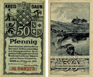 Banknote Germany Notgeld 50 pfennig 1920 F-VF Daun