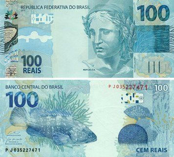 Банкнота Бразилія 100 реалів 2010 (2024) UNC Риба - Групери (P257g) Б23668 фото