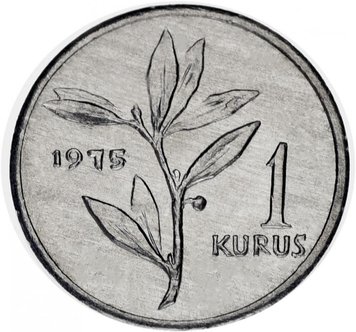 Turkey 1 kurush 1975 F-VF (KM # 895b)