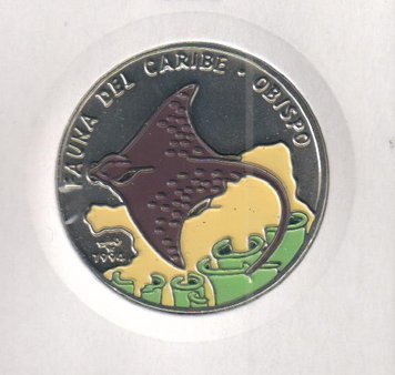 Cuba 1 peso 1994 "Caribbean Fauna - Manta" UNC (KM # 460)