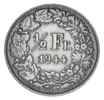 Швейцарія 1/2 франка 1944 Срібло F-VF М19264 фото