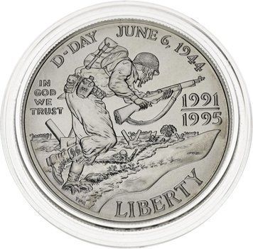 Coin USA 1 dollar 1995 Silver D UNC 50th Anniversary of Victory in World War II (KM # 244)
