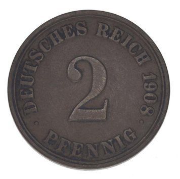 Німеччина 2 пфеніга 1908 F-VF З обігу М14816 фото